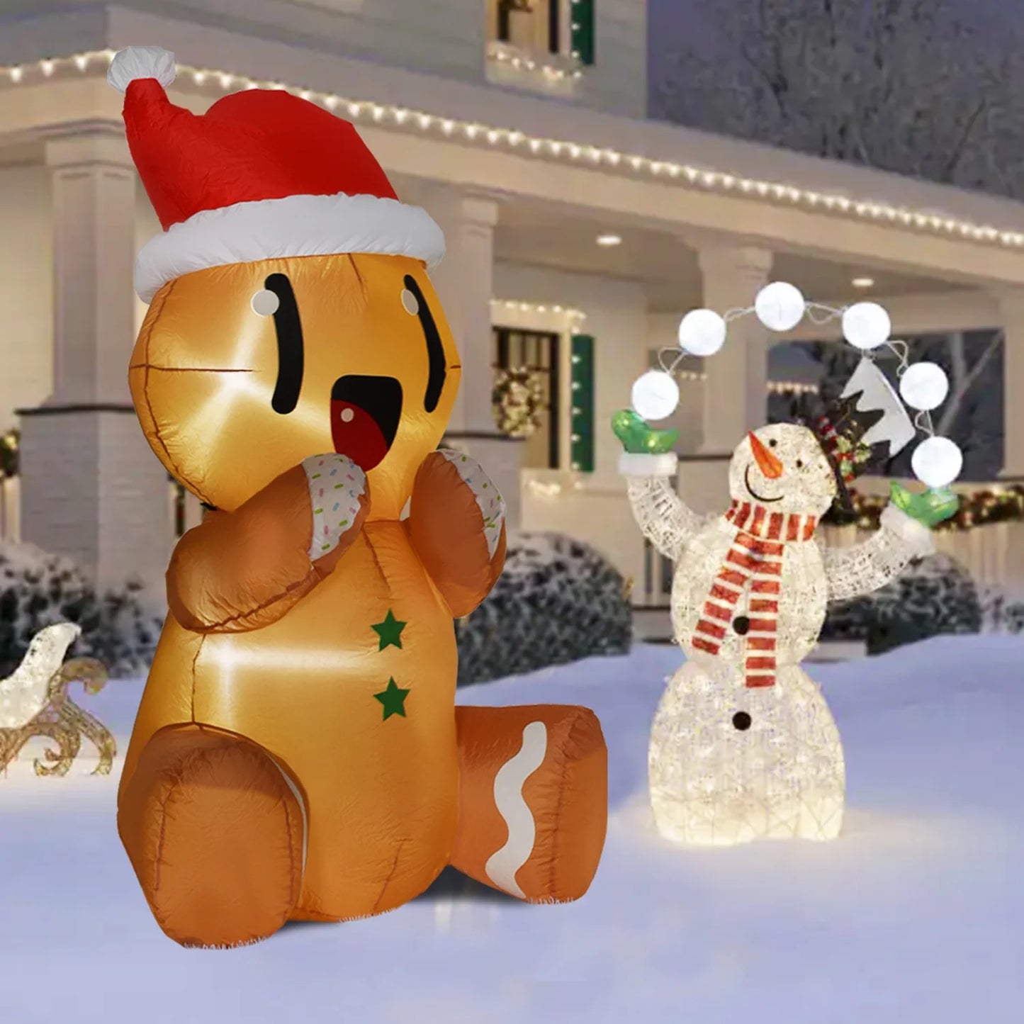 Jolly Gingerbread Inflatable – 5.5FT Light-Up Christmas Yard Decoration