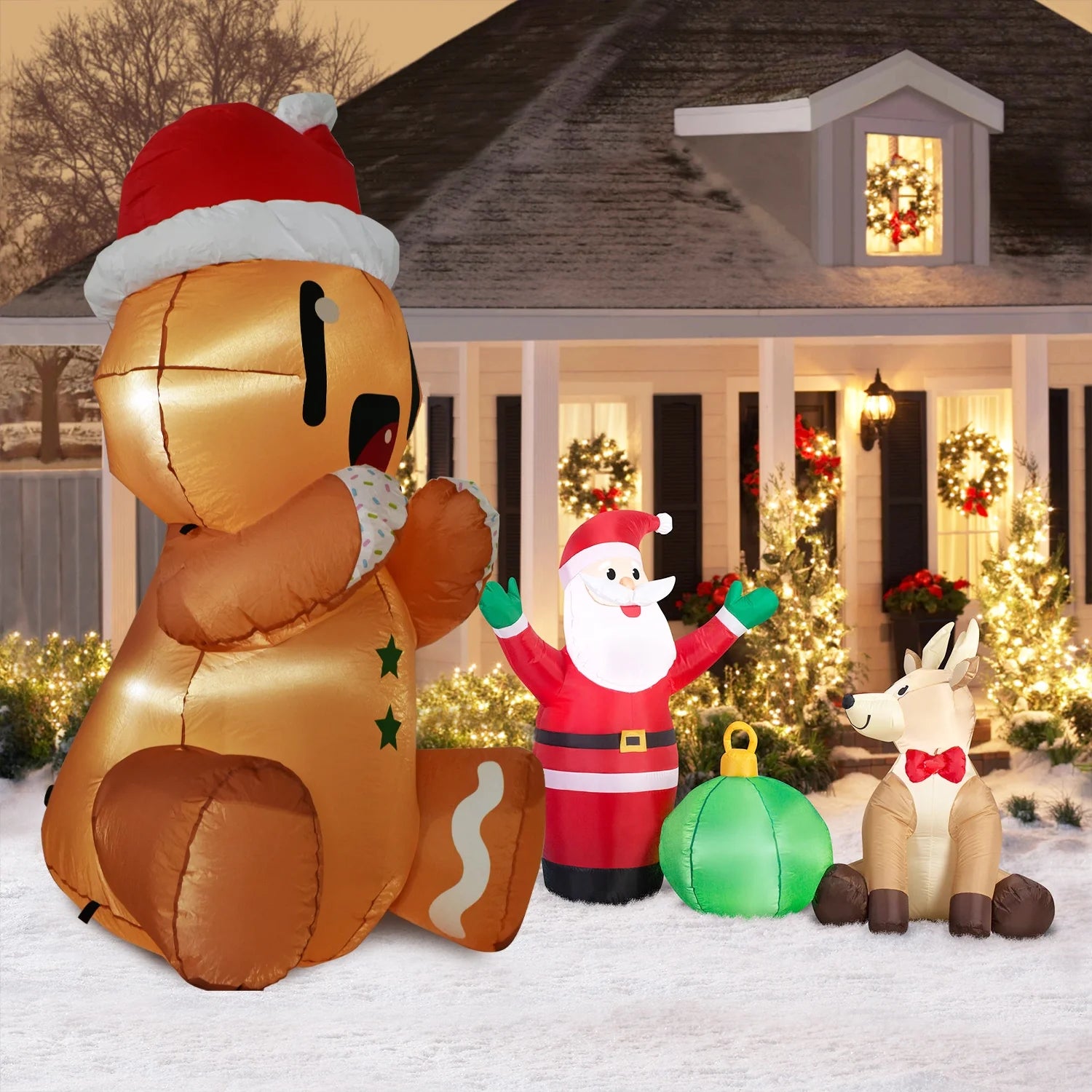 Jolly Gingerbread Inflatable – 5.5FT Light-Up Christmas Yard Decoration