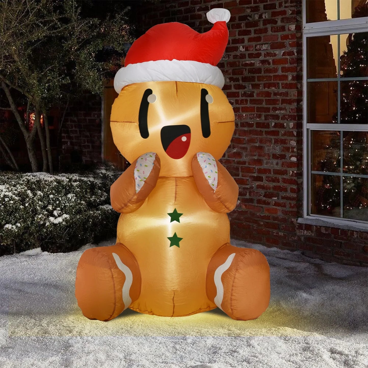 Jolly Gingerbread Inflatable – 5.5FT Light-Up Christmas Yard Decoration