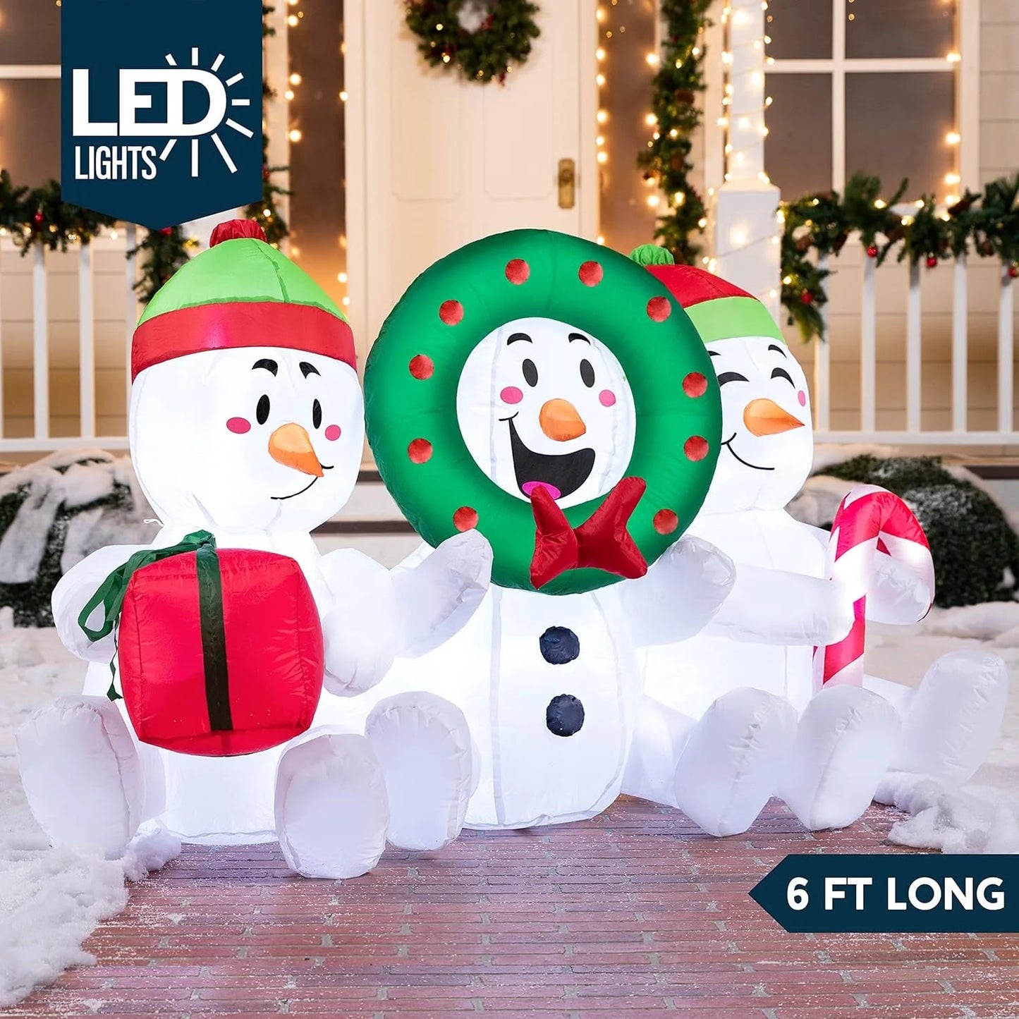 Frosty Trio Christmas Inflatable – 6FT LED Snowmen Outdoor Decoration