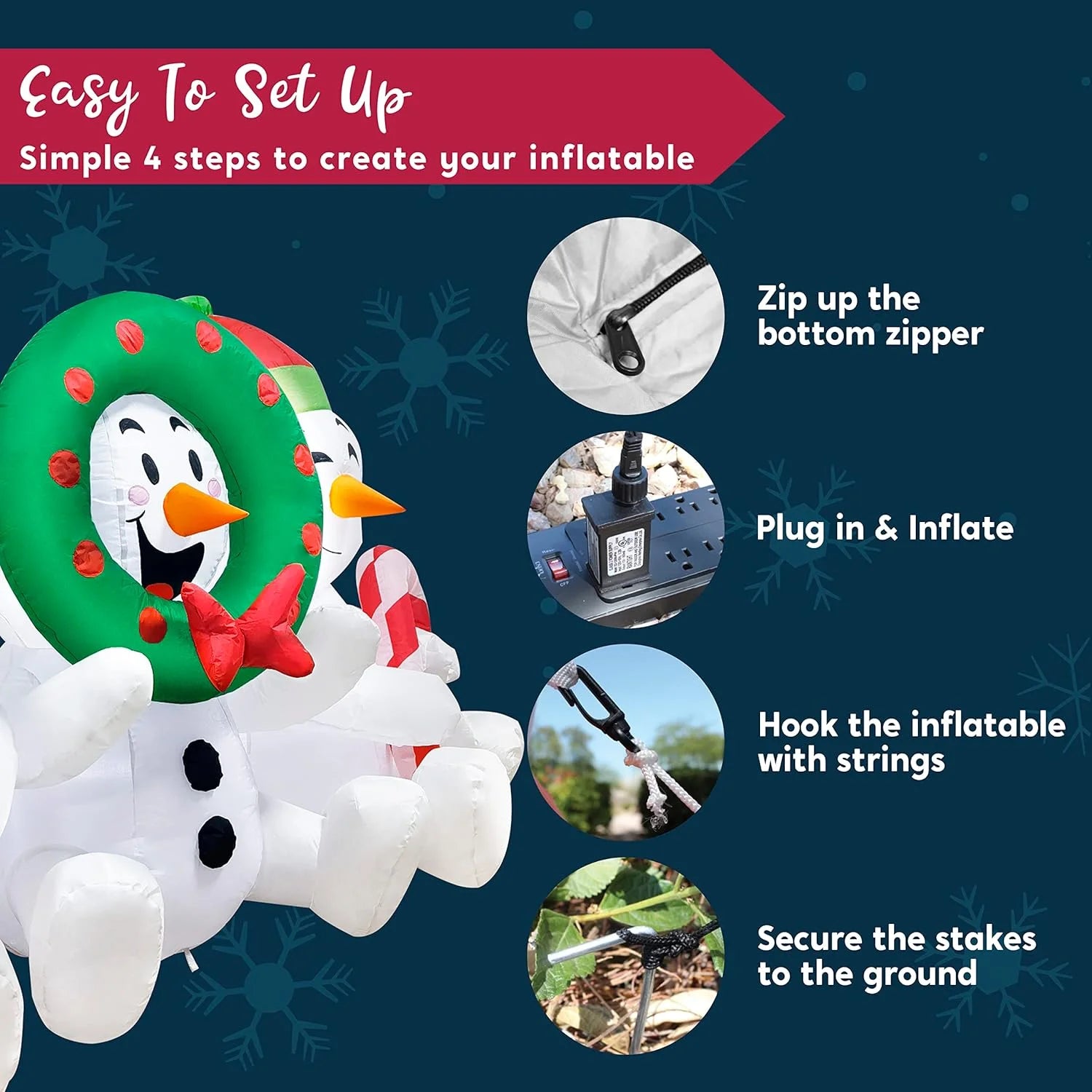 Frosty Trio Christmas Inflatable – 6FT LED Snowmen Outdoor Decoration