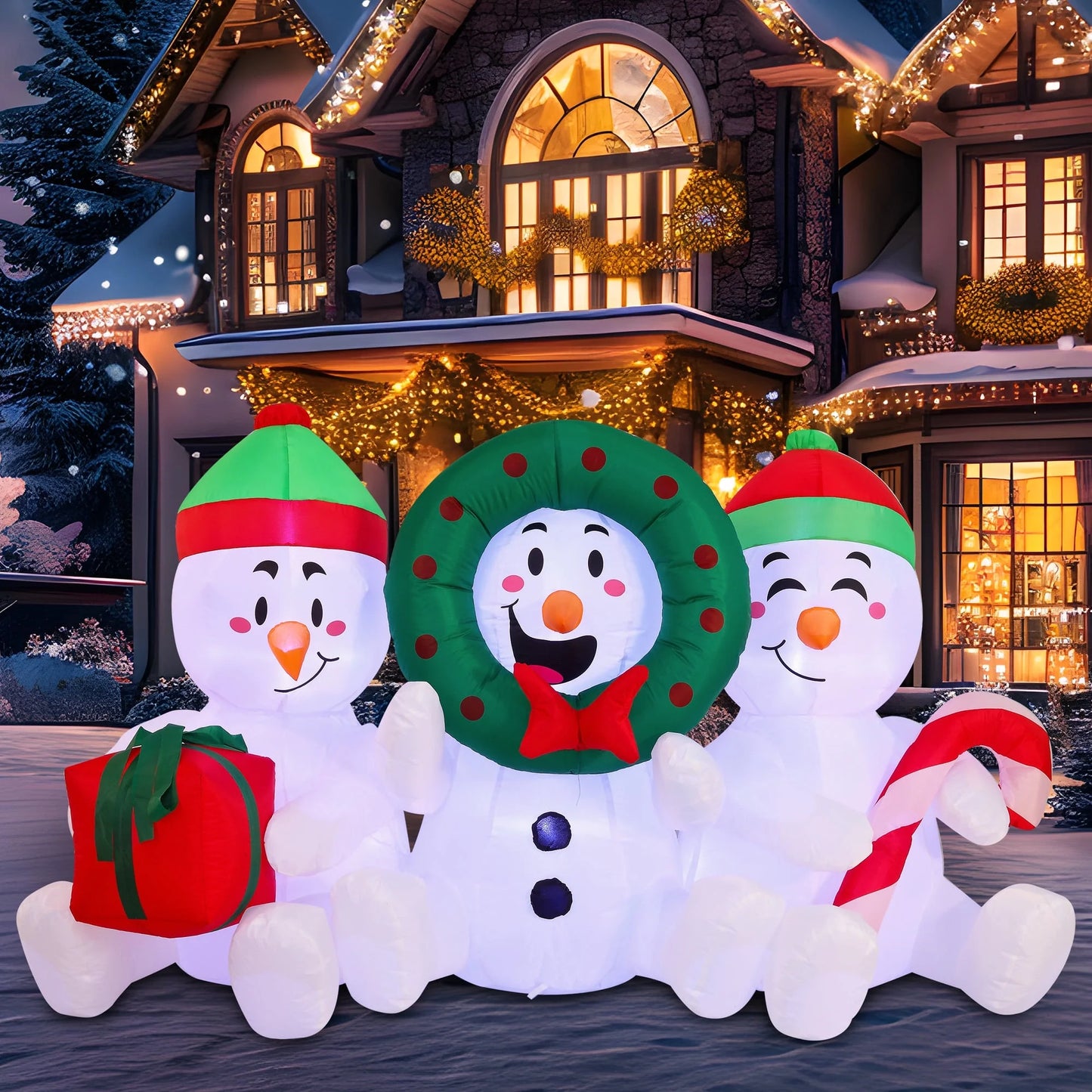 Frosty Trio Christmas Inflatable – 6FT LED Snowmen Outdoor Decoration